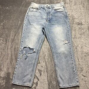 Del RA Jeans Women 9/29‎ Light Wash Distressed Y2K Ripped Mom Straight
